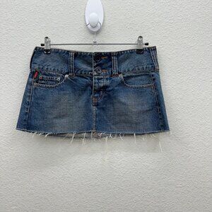 VTG Hollister Y2K Blue Denim Micro Mini Cotton Cut Off Jean Skirt Juniors size 5